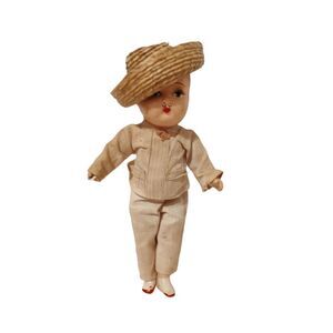 Vintage Mexican/Latino Wooden Composite Doll Sombrero